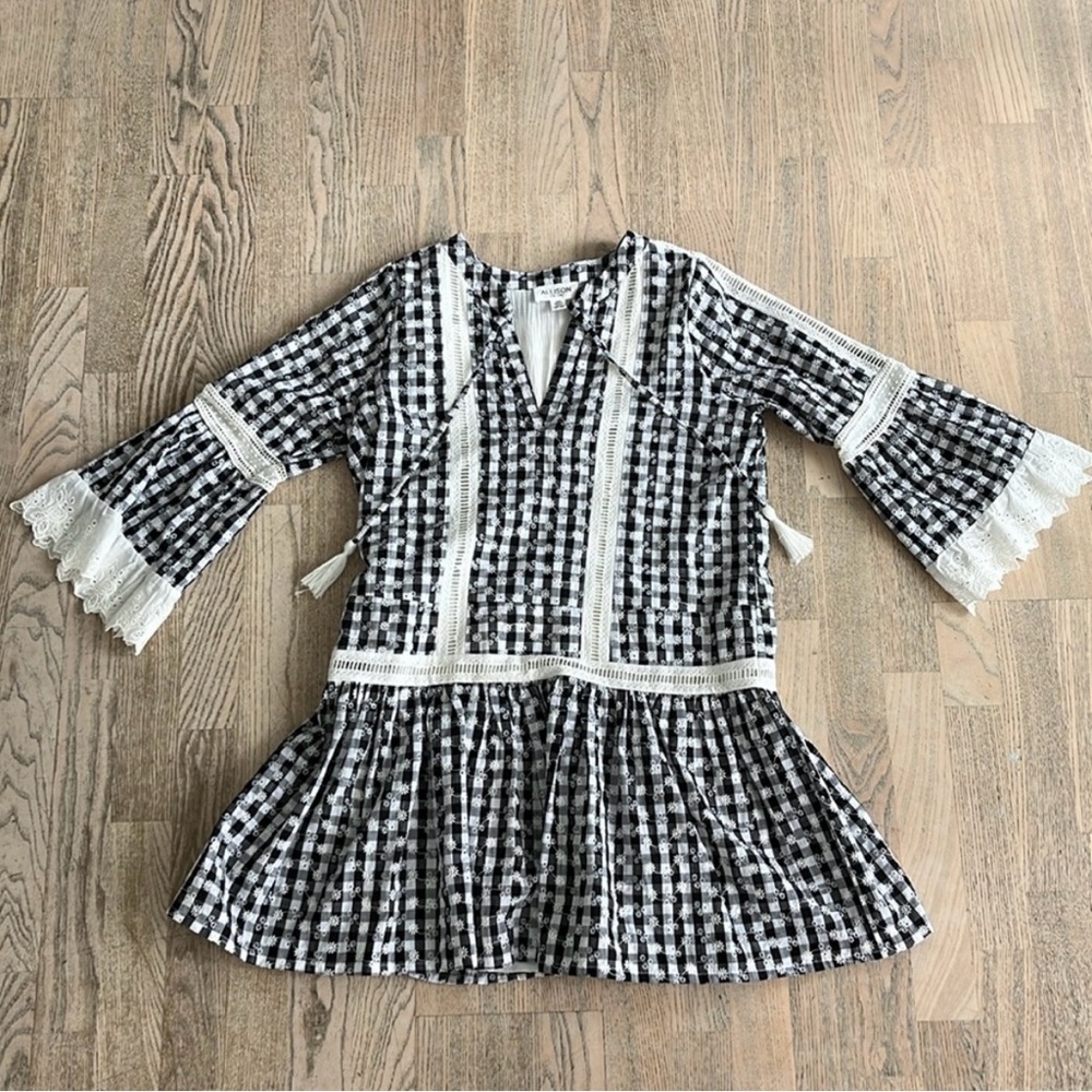 NWOT Allison New York Dropped Waist Women's Black & White Summer Dress - Picture 5 of 10